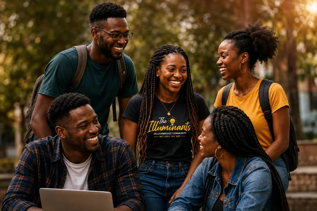 Black African young adults networking and collaborating in a mentorship setting